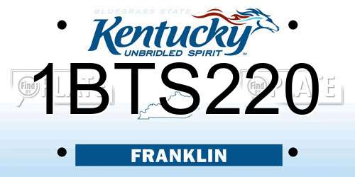 1BTS220 Kentucky License Plate