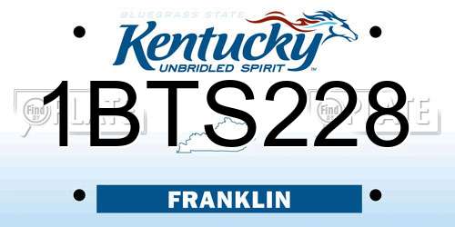 1BTS228 Kentucky License Plate