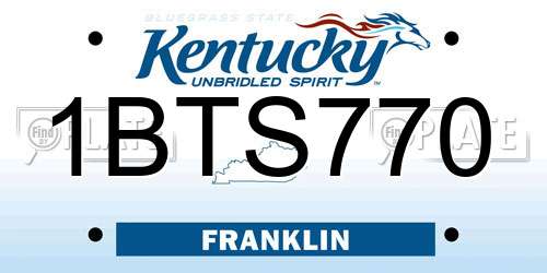 1BTS770 Kentucky License Plate