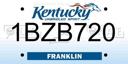 1BZB720 Kentucky License Plate