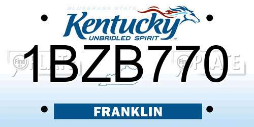 1BZB770 Kentucky License Plate