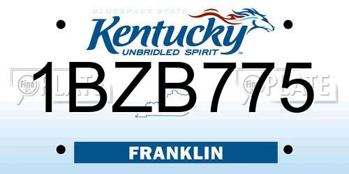 1BZB775 Kentucky License Plate