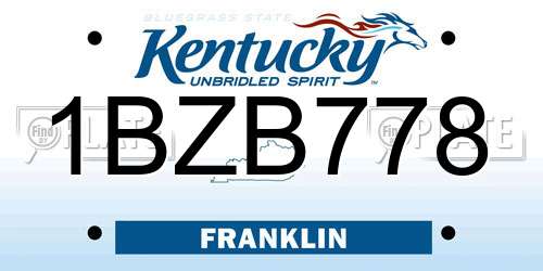 1BZB778 Kentucky License Plate