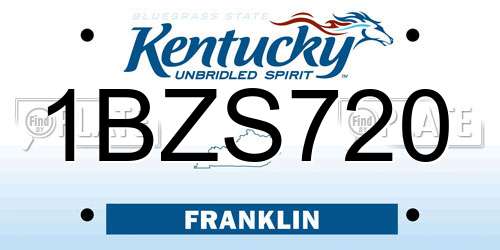 1BZS720 Kentucky License Plate