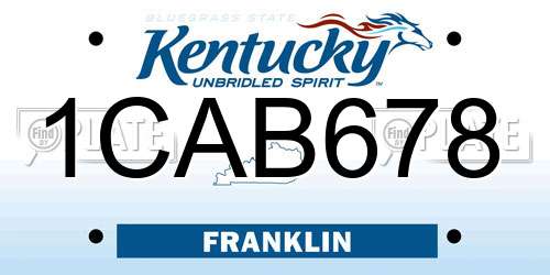 1CAB678 Kentucky License Plate