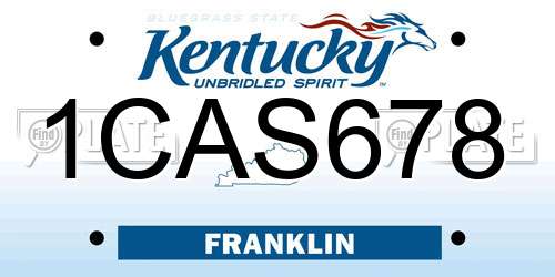 1CAS678 Kentucky License Plate