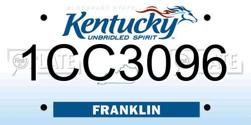 1CC3096 Kentucky License Plate
