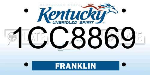 1CC8869 Kentucky License Plate
