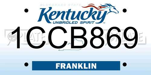 1CCB869 Kentucky License Plate