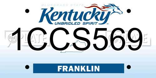 1CCS569 Kentucky License Plate