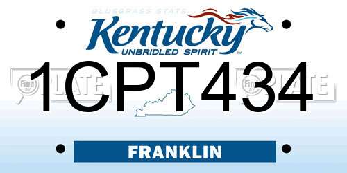 1CPT434 Kentucky License Plate