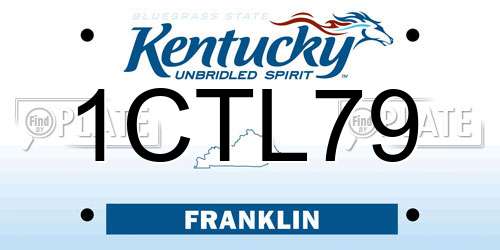 1CTL79 Kentucky License Plate