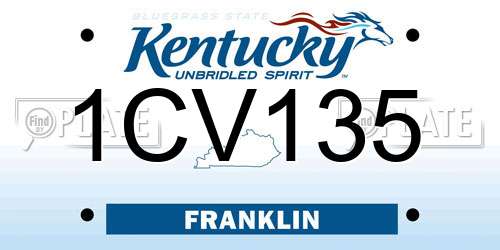 1CV135 Kentucky License Plate