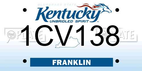 1CV138 Kentucky License Plate