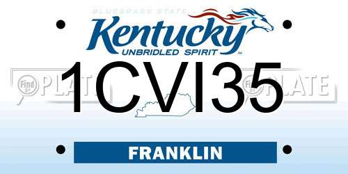 1CVI35 Kentucky License Plate