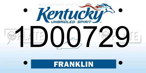 1D00729 Kentucky License Plate