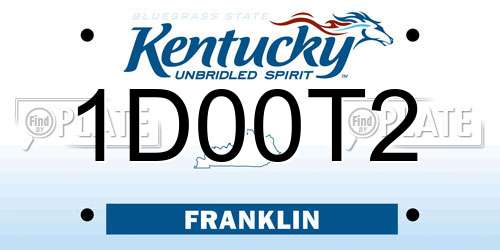 1D00T2 Kentucky License Plate