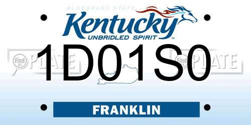 1D01S0 Kentucky License Plate