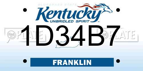 1D34B7 Kentucky License Plate