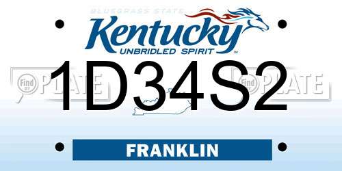 1D34S2 Kentucky License Plate
