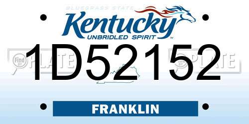 1D52152 Kentucky License Plate
