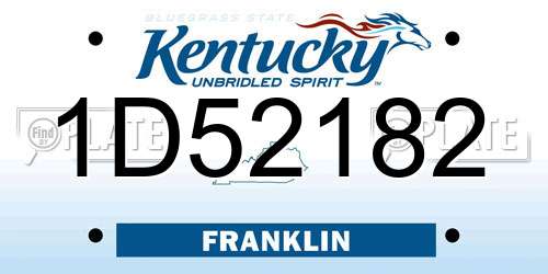 1D52182 Kentucky License Plate
