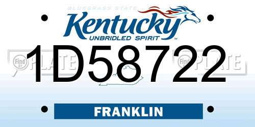 1D58722 Kentucky License Plate