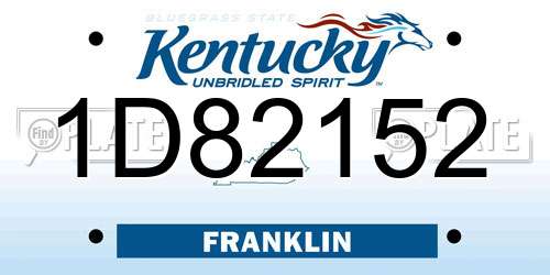 1D82152 Kentucky License Plate