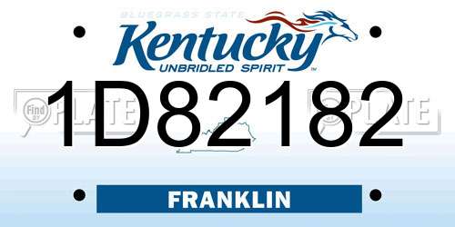 1D82182 Kentucky License Plate