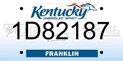 1D82187 Kentucky License Plate