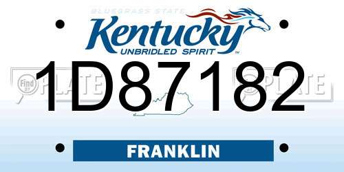 1D87182 Kentucky License Plate