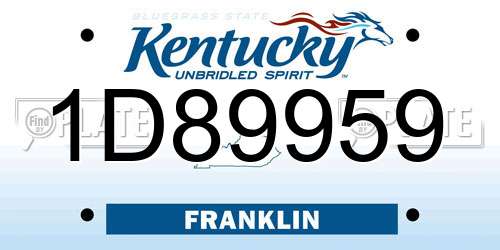 1D89959 Kentucky License Plate