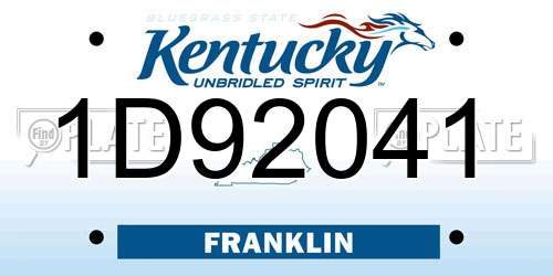 1D92041 Kentucky License Plate
