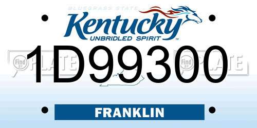 1D99300 Kentucky License Plate