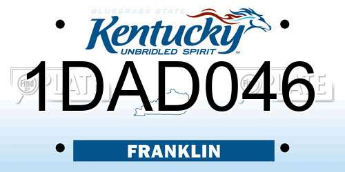 1DAD046 Kentucky License Plate