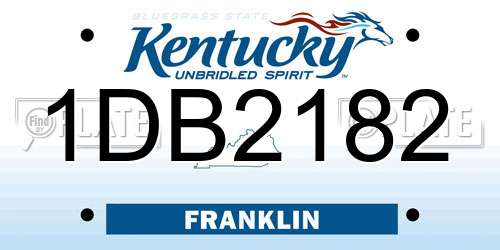 1DB2182 Kentucky License Plate