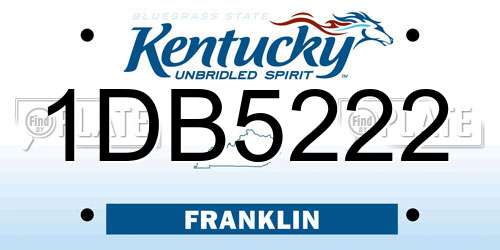 1DB5222 Kentucky License Plate