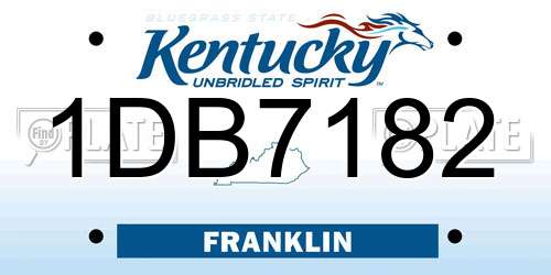 1DB7182 Kentucky License Plate