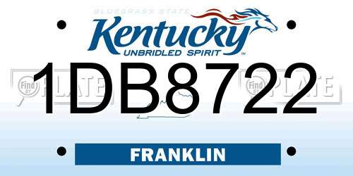 1DB8722 Kentucky License Plate