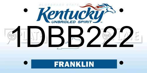 1DBB222 Kentucky License Plate