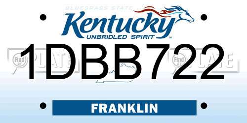 1DBB722 Kentucky License Plate