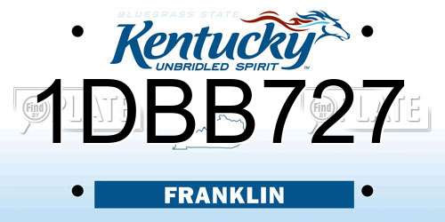 1DBB727 Kentucky License Plate