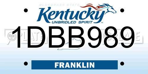 1DBB989 Kentucky License Plate