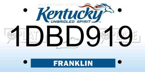 1DBD919 Kentucky License Plate