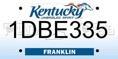1DBE335 Kentucky License Plate