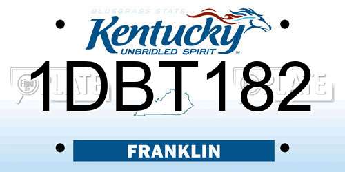 1DBT182 Kentucky License Plate