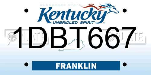1DBT667 Kentucky License Plate