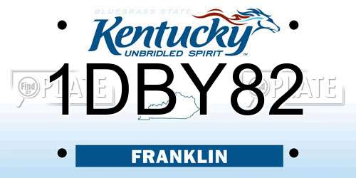 1DBY82 Kentucky License Plate