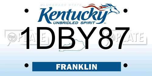 1DBY87 Kentucky License Plate