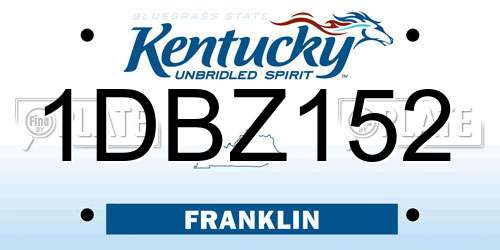 1DBZ152 Kentucky License Plate